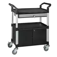 Foto articolo dell\'articolo Carrello polipropilene - 3 ripiani - Con cassetto e cassettiera chiusa - Portata 250 kg