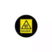 Foto articolo dell\'articolo Gobo in Vetro Borosilicato – Cartello EXPLOSIVE | Compatibile con Proiettori GOBO Service