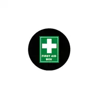 Foto articolo dell\'articolo Gobo in Vetro Borosilicato – Cartello FIRST AID BOX | Compatibile con Proiettori GOBO Service