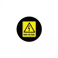 Foto articolo dell\'articolo Gobo in Vetro Borosilicato – Cartello HIGH VOLTAGE | Compatibile con Proiettori GOBO Service