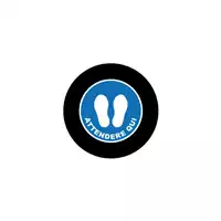 Foto articolo dell\'articolo Gobo in Vetro Borosilicato – Segnale Attendere Qui Blu | Compatibile con Proiettori GOBO Service