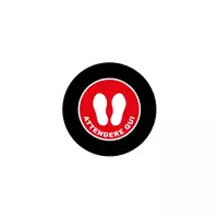 Foto articolo dell\'articolo Gobo in Vetro Borosilicato – Segnale Attendere Qui Rosso | Compatibile con Proiettori GOBO Service