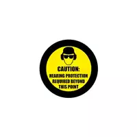 Foto articolo dell\'articolo Gobo in Vetro Borosilicato – Segnale CAUTION: HEARING PROTECTION REQUIRED BEYOND THIS POINT | Compatibile con Proiettori GOBO Service