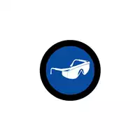 Foto articolo dell\'articolo Gobo in Vetro Borosilicato – Segnale Obbligo DPI Occhiali Protettivi | Compatibile con Proiettori GOBO Service