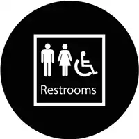 Foto articolo dell\'articolo Gobo in Vetro Borosilicato – Segnale RESTROOMS | Compatibile con Proiettori GOBO Service