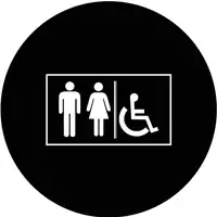 Foto articolo dell\'articolo Gobo in Vetro Borosilicato – Segnale SERVIZI IGIENICI - 2 | Compatibile con Proiettori GOBO Service