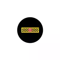 Foto articolo dell\'articolo Gobo in Vetro Borosilicato – Segnale STOP Specchiato con linea gialla | Compatibile con Proiettori GOBO Service