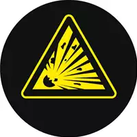 Foto articolo dell\'articolo Gobo in Vetro Borosilicato – Segnale di Rischio Materiale Esplosivo | Compatibile con Proiettori GOBO Service
